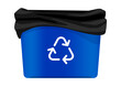 trash can blue, rubbish bin with garbage bags, bucket for waste