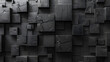 A black and white image featuring a pattern of 3D blocks with a rich textured surface