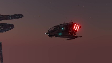 Canvas Print - spaceship approaching a big spacestation