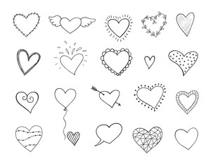 Sticker - Doodle hand drawn hearts illustration