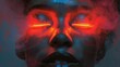 © ProArt Studios - Close-up of woman's glowing red eyes in the dark night, supernatural power, spirituality, magic, neon light