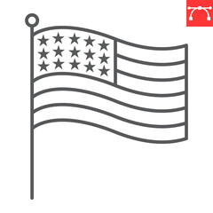 USA flag line icon, election and politician, American flag vector icon, vector graphics, editable stroke outline sign, eps 10.