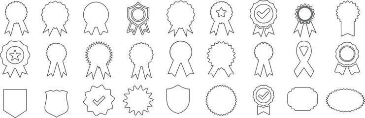 Wall Mural - Badge, award, achievement, recognition, diverse line art illustrations perfect for digital certificates, web accolades, or print honors