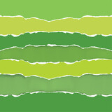 Fototapeta Dziecięca - Green torn paper colorful stripes, Springtime banner template.
 Illustration of Ripped paper stripes, torn paper edge. Vector available.