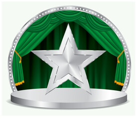 Wall Mural - green silver star podium