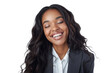 © somsuda - Portrait of beautiful African American Business woman wearing suit and shirt posing with smart and confidence isolated on transparent png background.