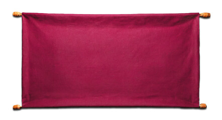 Background and texture of red or burgundy canvas on transparent and white background. PNG.