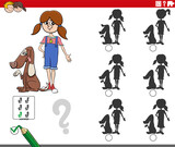 Fototapeta  - shadow game with cartoon girl and her dog