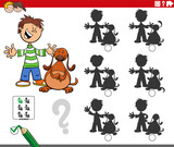Fototapeta  - shadow game with cartoon boy and his dog