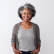 © Stockules - Portrait of a smiling mature woman with gray hair for lifestyle and apparel advertising