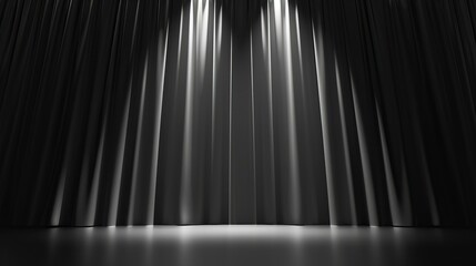 Wall Mural - black stage curtain with spotlight, theater illustration design background 