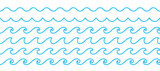 Fototapeta Panele - Sea wave pattern background. Vector ocean wave shape pattern. Water line background. Seamless marine decoration pattern background