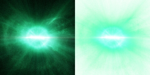 Wall Mural - emerald energy flare with swirling particles. 3d render