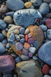 colorful stones or pebbles. wide format. generative ai