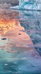 Wall Mural - Sunset reflected on arctic ice