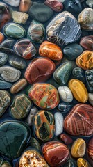  Assortment of colorful polished stones