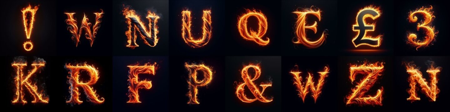 flmmable 3D Lettering Typeface. AI generated illustration