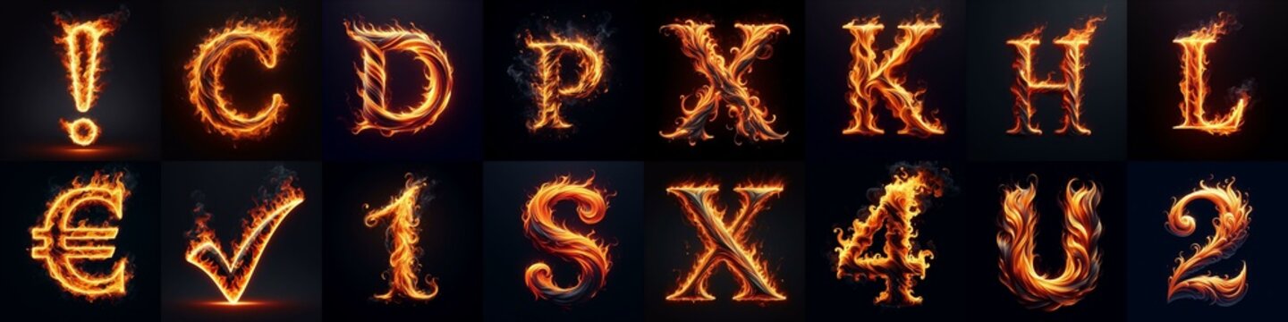 flmmable 3D Lettering Typeface. AI generated illustration