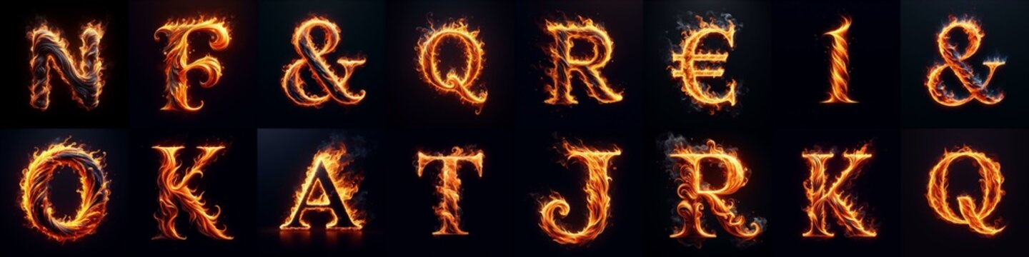 flmmable 3D Lettering Typeface. AI generated illustration
