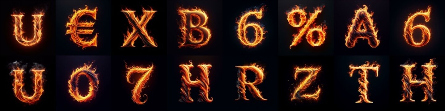 flmmable 3D Lettering Typeface. AI generated illustration
