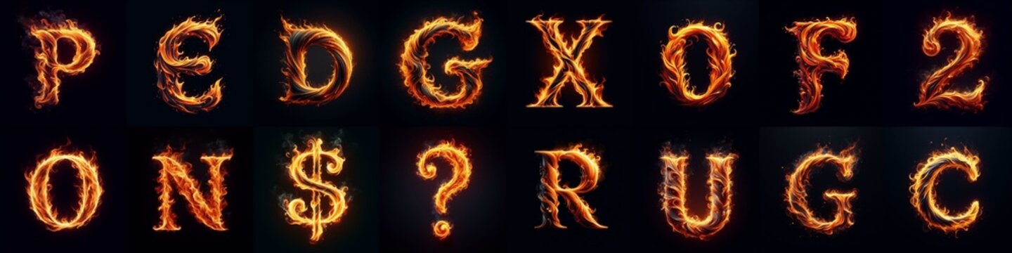 flmmable 3D Lettering Typeface. AI generated illustration
