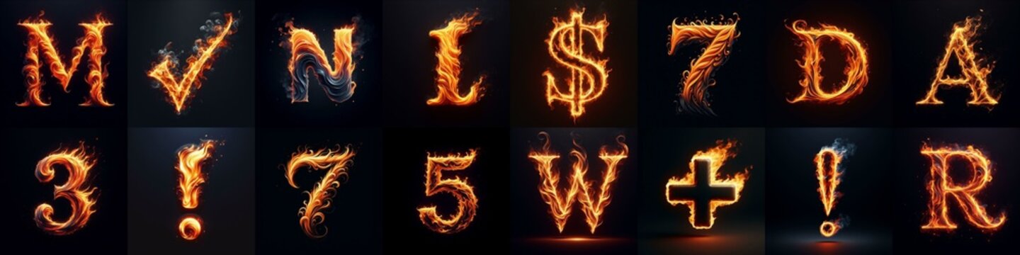 flmmable 3D Lettering Typeface. AI generated illustration