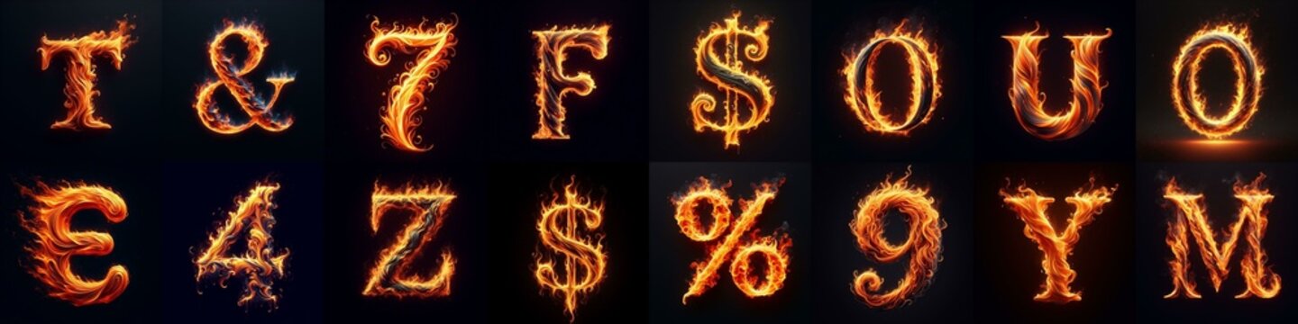 flmmable 3D Lettering Typeface. AI generated illustration