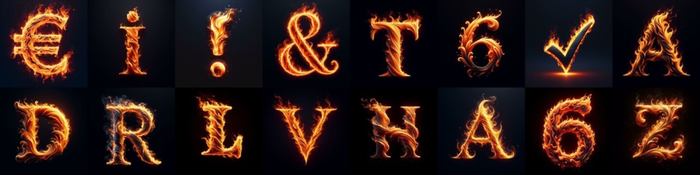flmmable 3D Lettering Typeface. AI generated illustration