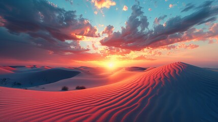 Wall Mural - Sunset over desert dunes