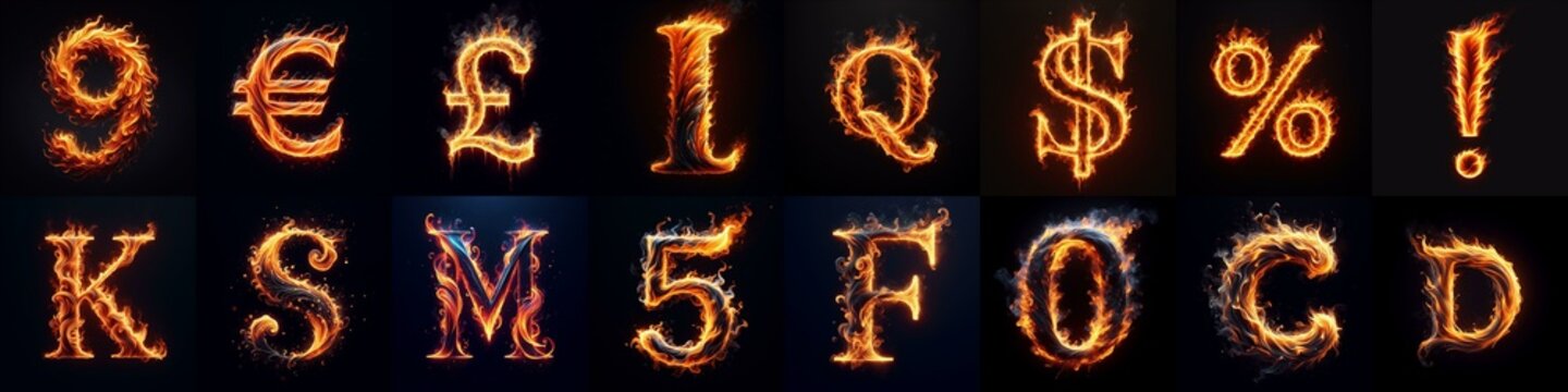 flmmable 3D Lettering Typeface. AI generated illustration