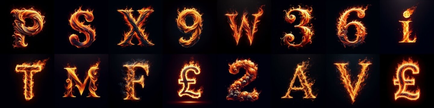 flmmable 3D Lettering Typeface. AI generated illustration