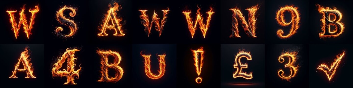 flmmable 3D Lettering Typeface. AI generated illustration