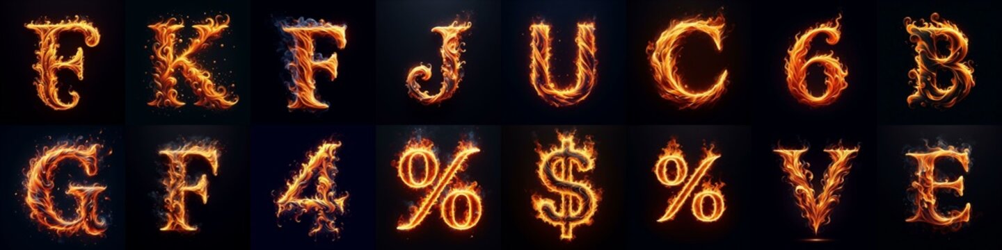 flmmable 3D Lettering Typeface. AI generated illustration
