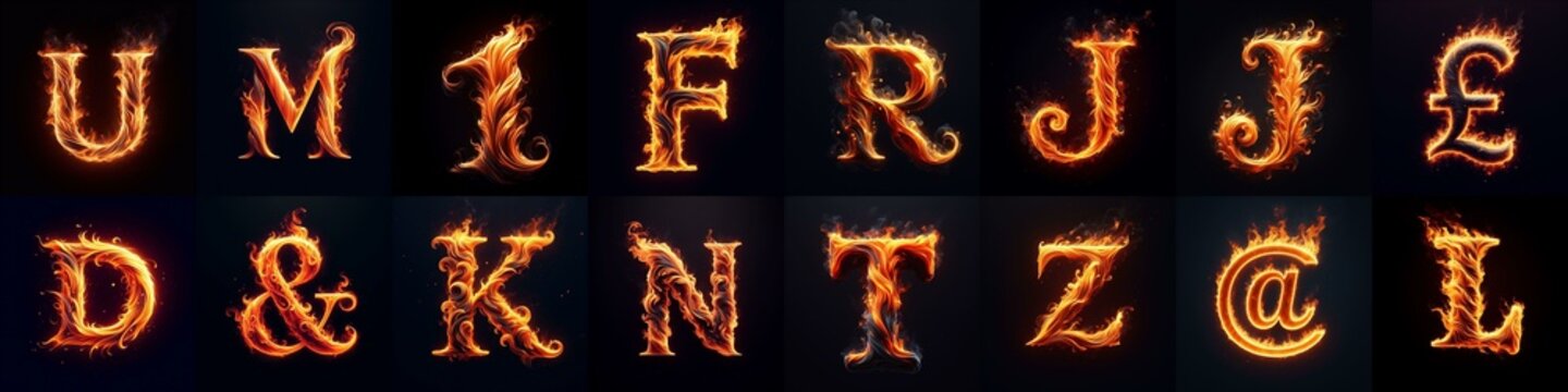 flmmable 3D Lettering Typeface. AI generated illustration
