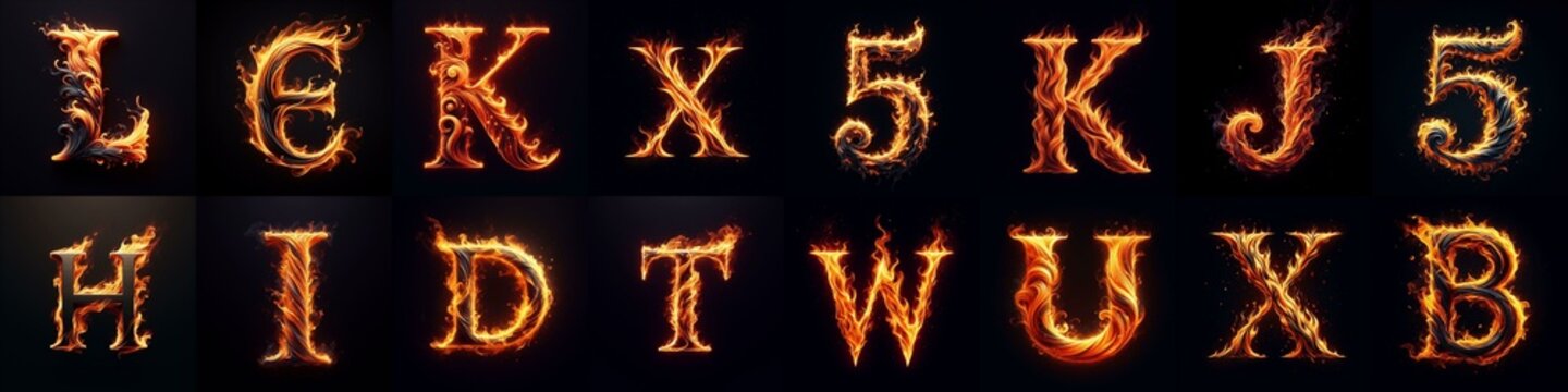 flmmable 3D Lettering Typeface. AI generated illustration