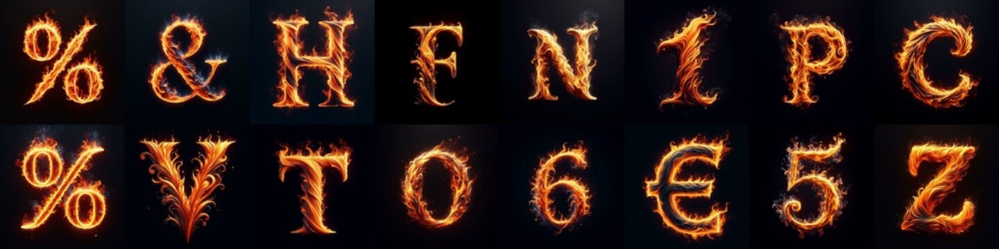 flmmable 3D Lettering Typeface. AI generated illustration