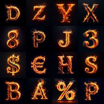 flmmable 3D Lettering Typeface. AI generated illustration
