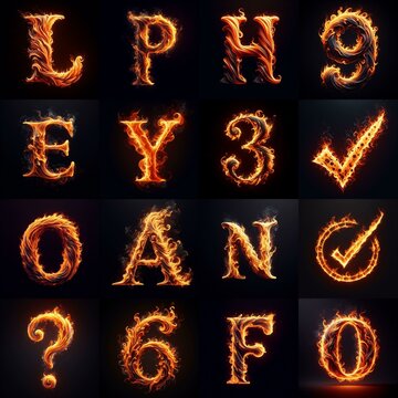 flmmable 3D Lettering Typeface. AI generated illustration