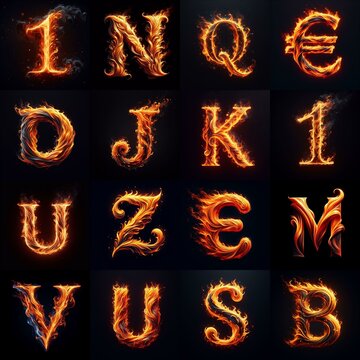 flmmable 3D Lettering Typeface. AI generated illustration