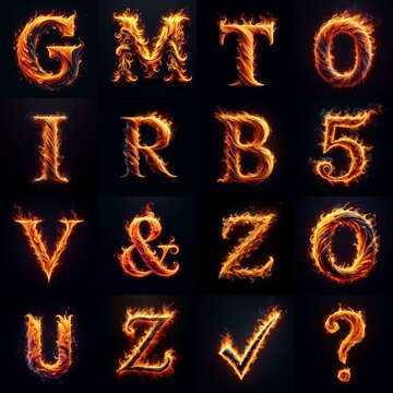 flmmable 3D Lettering Typeface. AI generated illustration