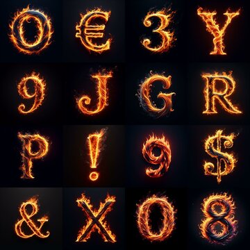 flmmable 3D Lettering Typeface. AI generated illustration