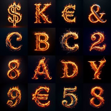 flmmable 3D Lettering Typeface. AI generated illustration
