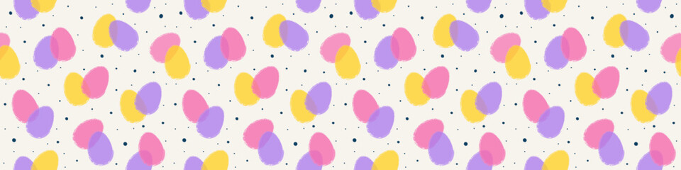 Wall Mural - Abstract Easter banner with colourful eggs. Design of a seamless pattern. Panoramic header. Vector illustration
