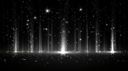 Canvas Print - Modern illustration of stars and lights on a black transparent background. Modern illustration, EPS 10.