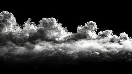 Poster - The perfect spotlight mist effect on an isolated black background with dry ice smoke clouds.