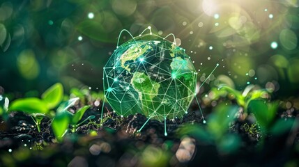 Poster - SDGs. Sustainable development goals. Global communication network. Environmental technology.