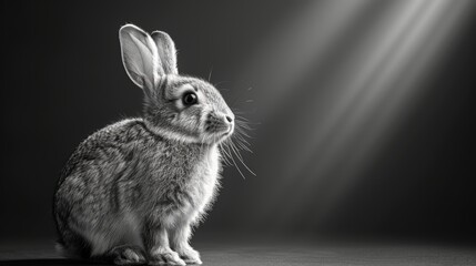 Poster - Animated silhouette rabbit on transparent background. Graphic element for design. Realistic mouse shadow on transparent background.