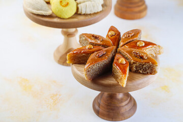 Sticker - Traditional Azerbaijan sweet paxlava or bakhlava with walnuts.
