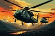 Military helicopters illustration