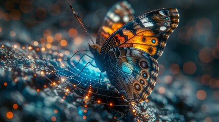 Aufkleber - The concept of a successful startup or investment or business transformation in a digitally futuristic style on a world map background.